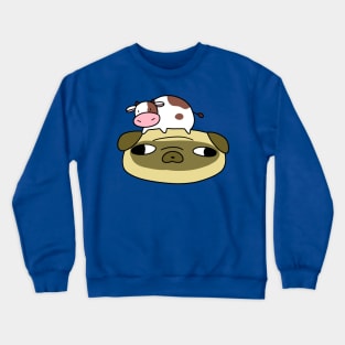 Pug Face and Mini Cow Crewneck Sweatshirt